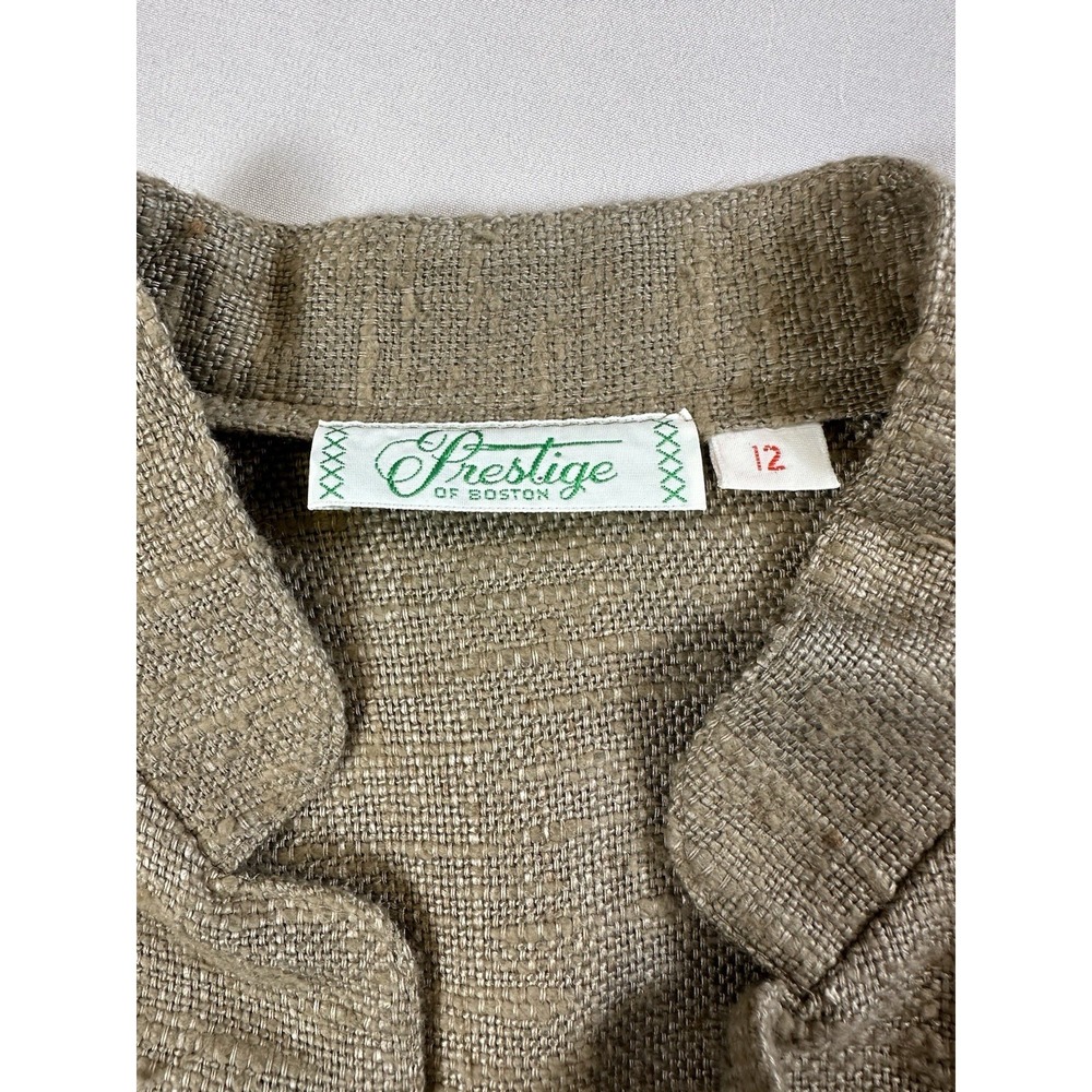 60s 70s Prestige of Boston Natural Fiber Skirt Beige Tweed Career Blazer Suit‎ - Picture 8 of 10